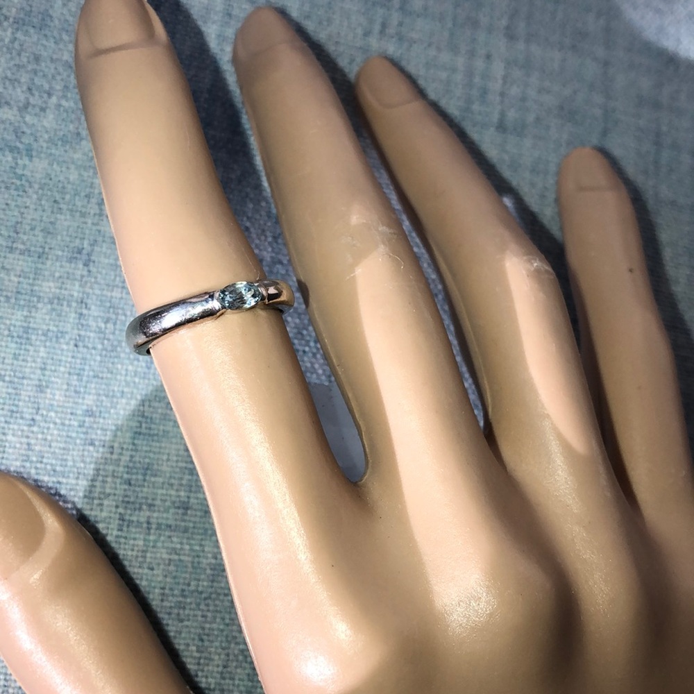 Blue Topaz? Stackable Sterling Silver Ring S 6 - image 2